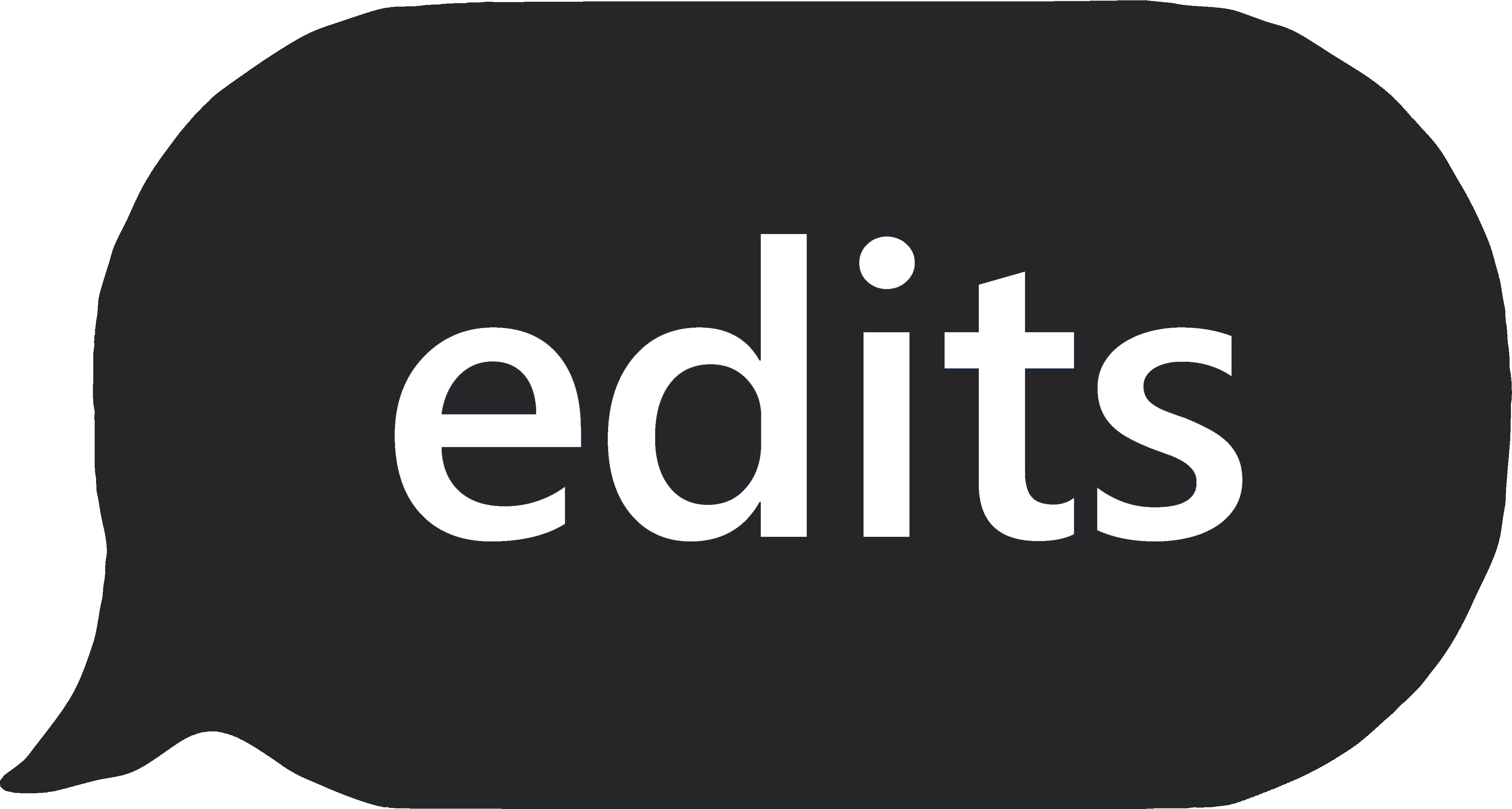 message bubble style button with text inside saying Edits